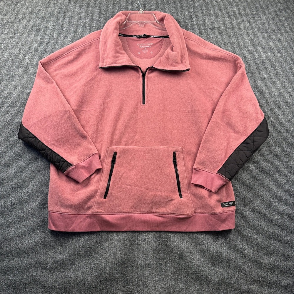 Calvin Klein Performance Womens 3X Mauve Fleece Quarter Zip Pullover